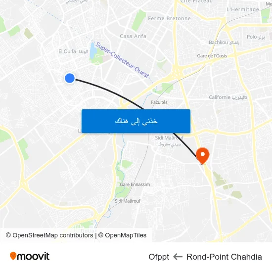 Rond-Point Chahdia to Ofppt map