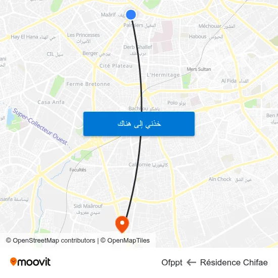 Résidence Chifae to Ofppt map