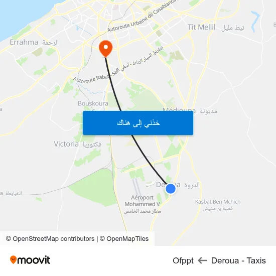 Deroua - Taxis to Ofppt map