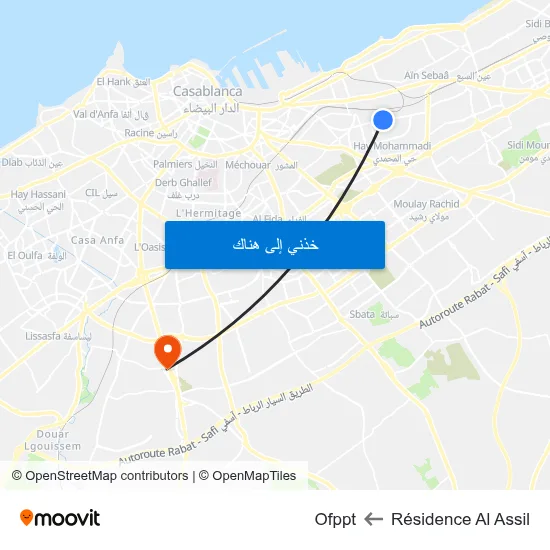 Résidence Al Assil to Ofppt map