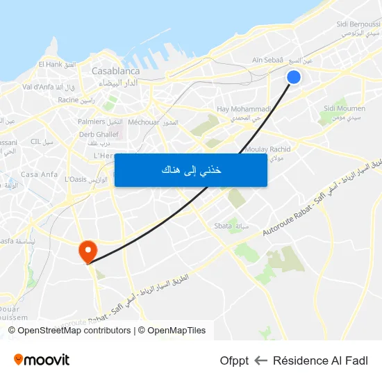 Résidence Al Fadl to Ofppt map