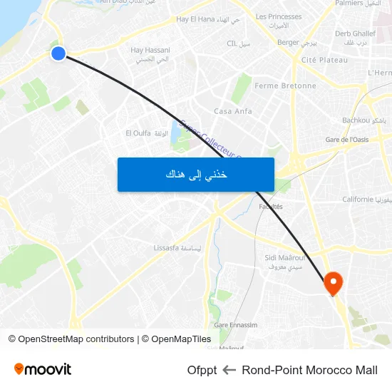 Rond-Point Morocco Mall to Ofppt map