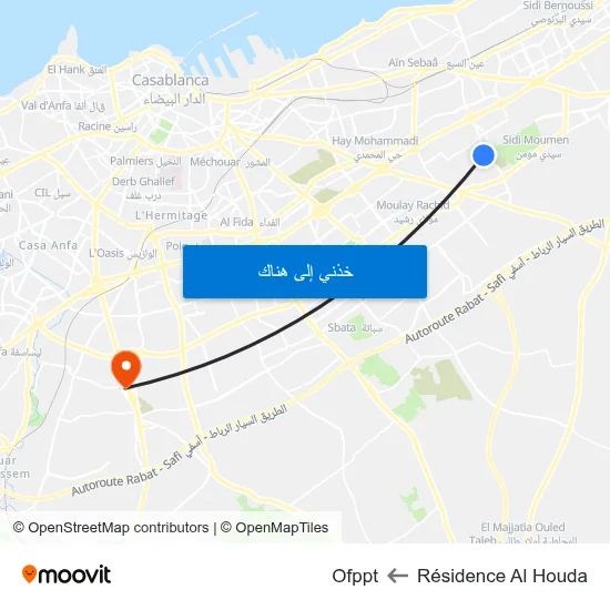 Résidence Al Houda to Ofppt map