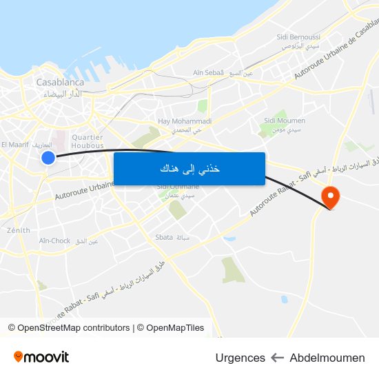 Abdelmoumen to Urgences map