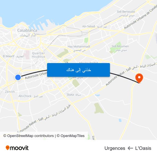 L'Oasis to Urgences map