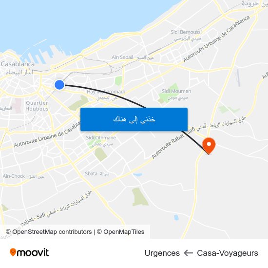 Casa-Voyageurs to Urgences map