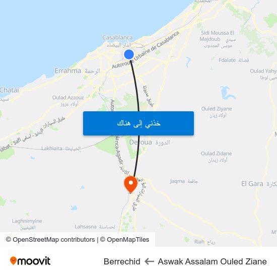 Aswak Assalam Ouled Ziane to Berrechid map