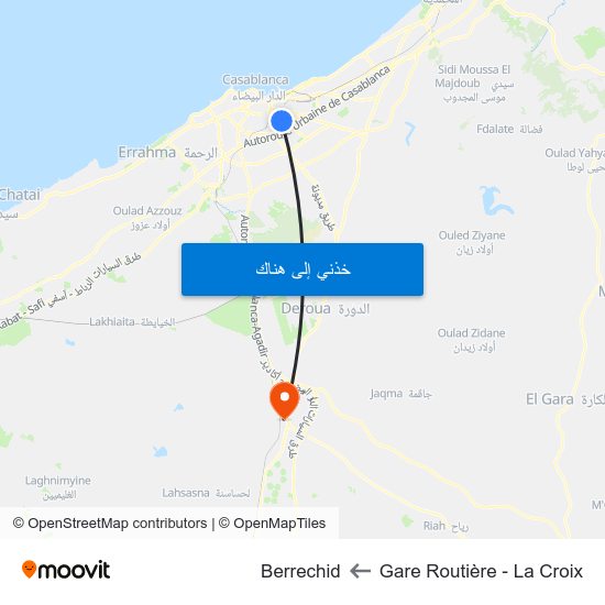 Gare Routière - La Croix to Berrechid map