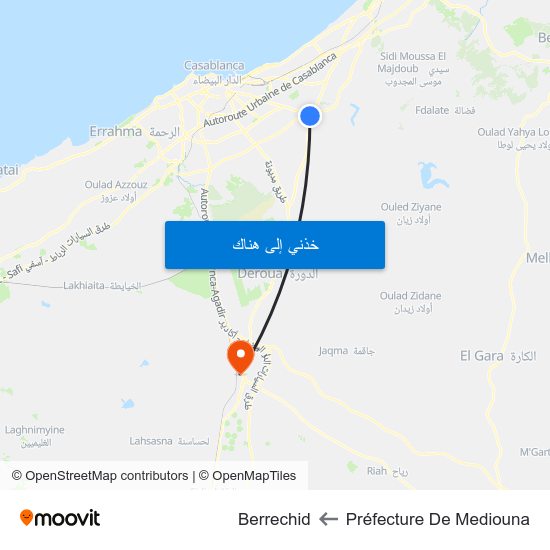 Préfecture De Mediouna to Berrechid map