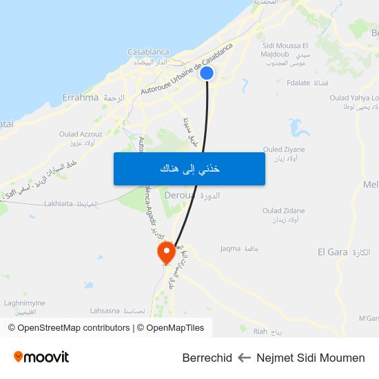 Nejmet Sidi Moumen to Berrechid map