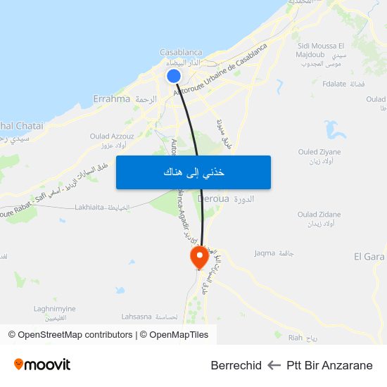 Ptt Bir Anzarane to Berrechid map