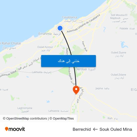 Souk Ouled Mina to Berrechid map