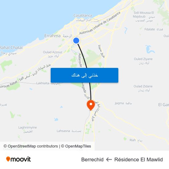 Résidence El Mawlid to Berrechid map