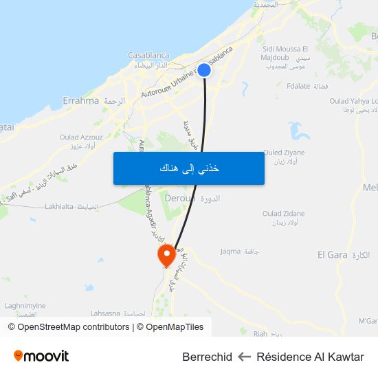 Résidence Al Kawtar to Berrechid map