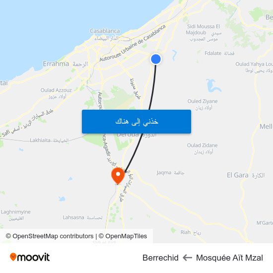 Mosquée Aït Mzal to Berrechid map
