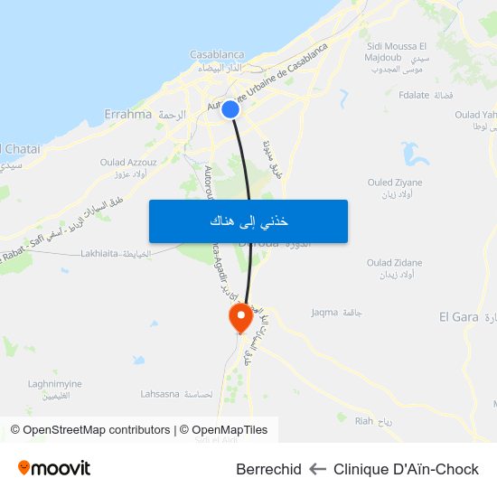 Clinique D'Aïn-Chock to Berrechid map