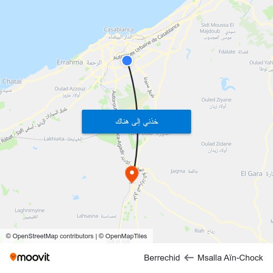 Msalla Aïn-Chock to Berrechid map