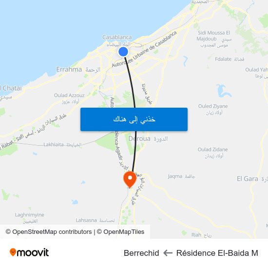 Résidence El-Baida M to Berrechid map