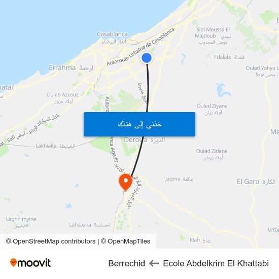 Ecole Abdelkrim El Khattabi to Berrechid map