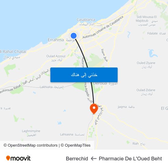 Pharmacie De L'Oued Beht to Berrechid map