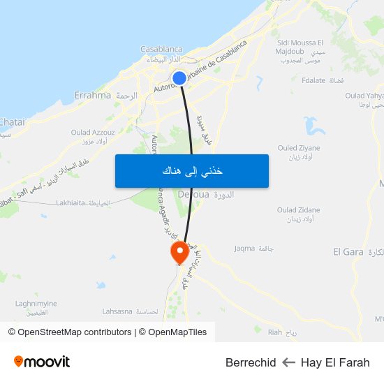 Hay El Farah to Berrechid map