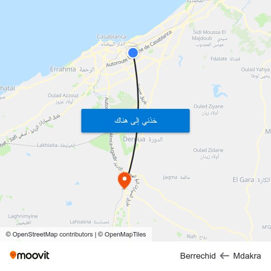 Mdakra to Berrechid map