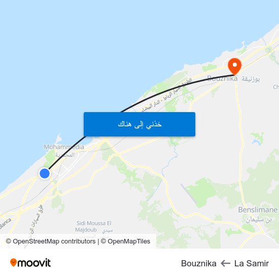 La Samir to Bouznika map