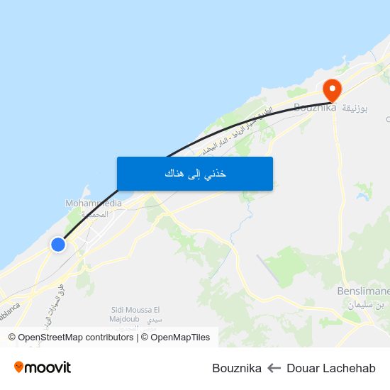 Douar Lachehab to Bouznika map