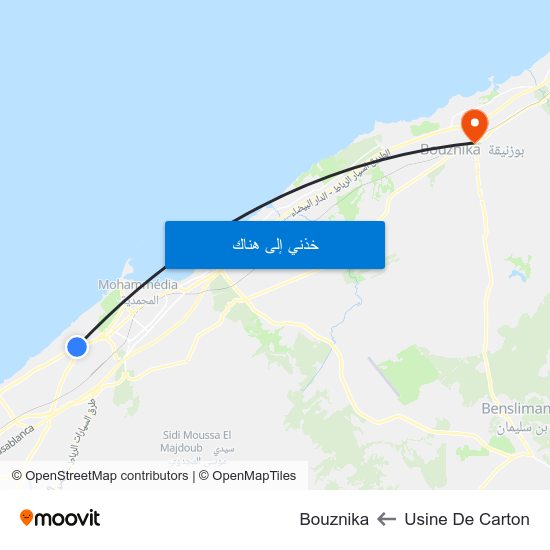 Usine De Carton to Bouznika map