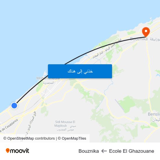 Ecole El Ghazouane to Bouznika map