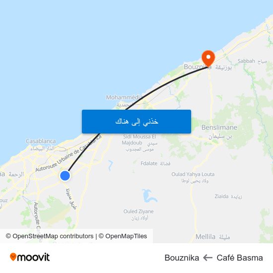 Café Basma to Bouznika map