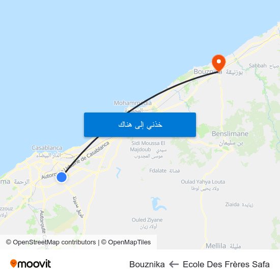 Ecole Des Frères Safa to Bouznika map