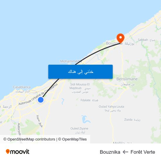 Forêt Verte to Bouznika map