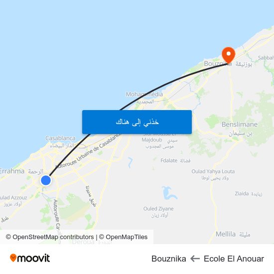 Ecole El Anouar to Bouznika map