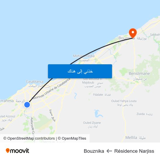 Résidence Narjiss to Bouznika map