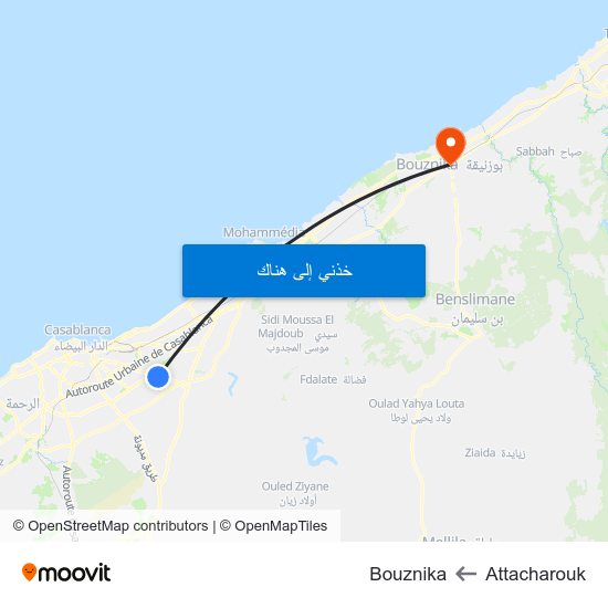 Attacharouk to Bouznika map