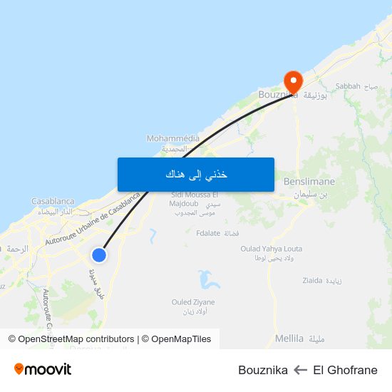 El Ghofrane to Bouznika map