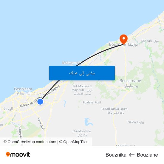 Bouziane to Bouznika map