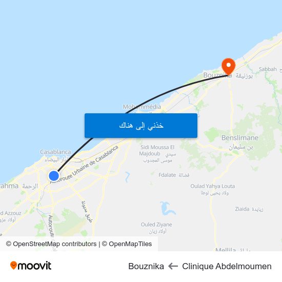 Clinique Abdelmoumen to Bouznika map