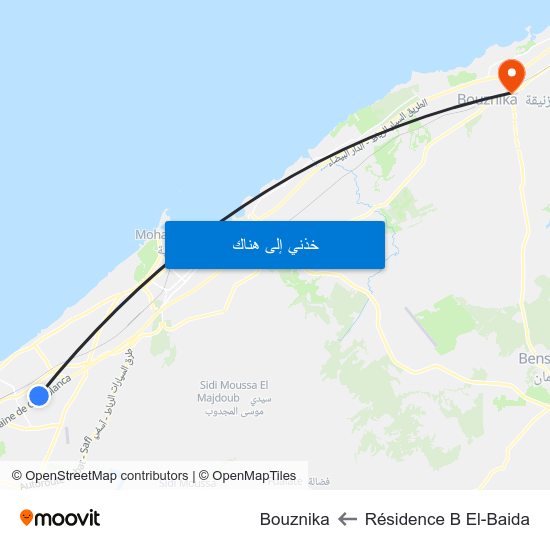 Résidence B El-Baida to Bouznika map