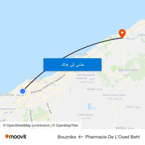 Pharmacie De L'Oued Beht to Bouznika map