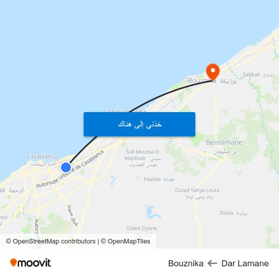 Dar Lamane to Bouznika map