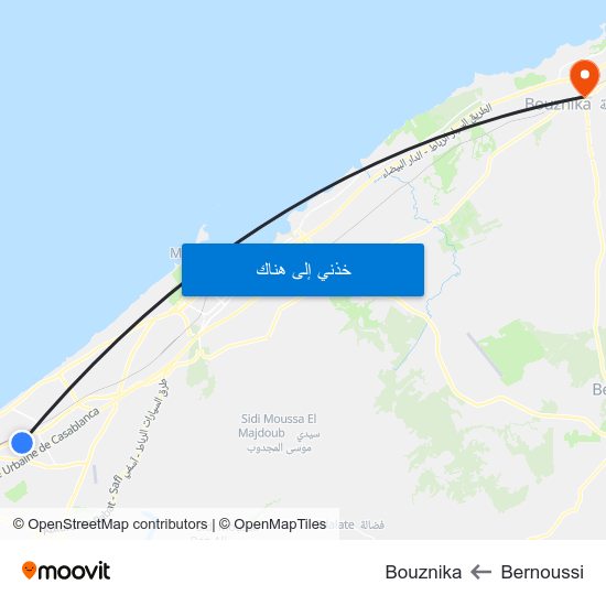 Bernoussi to Bouznika map