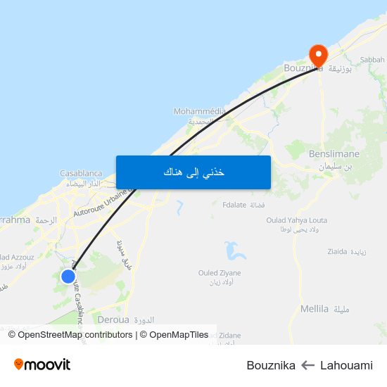 Lahouami to Bouznika map