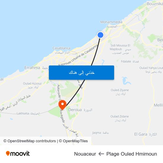 Plage Ouled Hmimoun to Nouaceur map