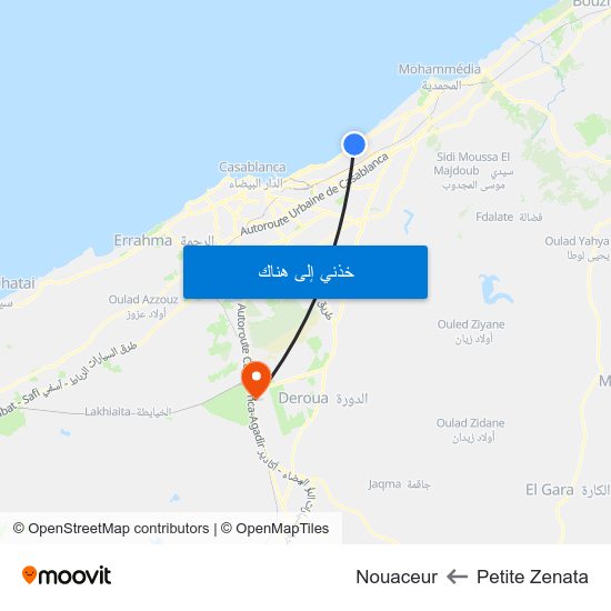 Petite Zenata to Nouaceur map