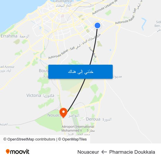 Pharmacie Doukkala to Nouaceur map