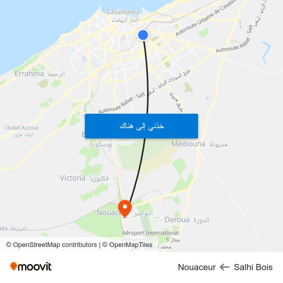 Salhi Bois to Nouaceur map