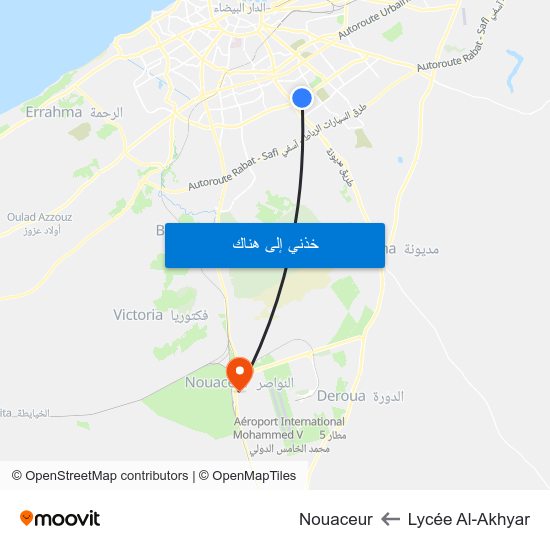 Lycée Al-Akhyar to Nouaceur map
