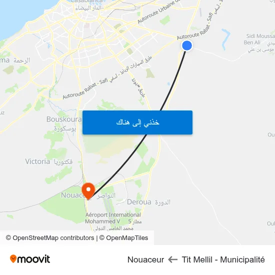Tit Mellil - Municipalité to Nouaceur map